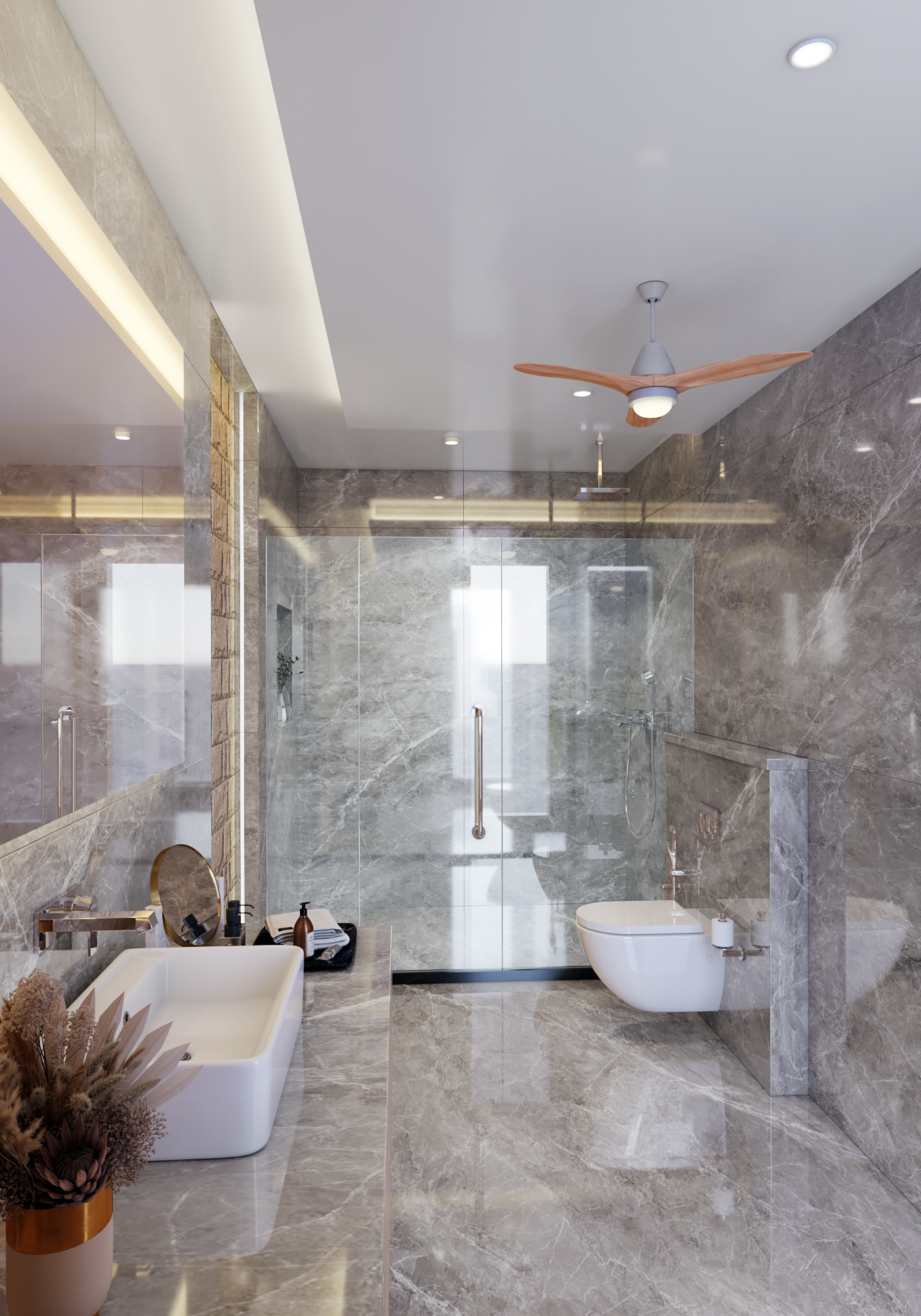 Grey Stone Bathroom